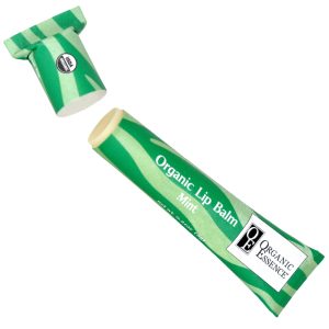Organic Essence Mint certified organic lip balm eco tube cap off USDA certified organic